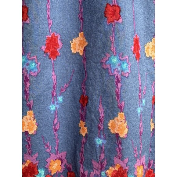 Old Navy Women's Blue Cotton Tunic Water Color Floral Print 3 Qtr Sleeve Sz Med - Picture 7 of 14